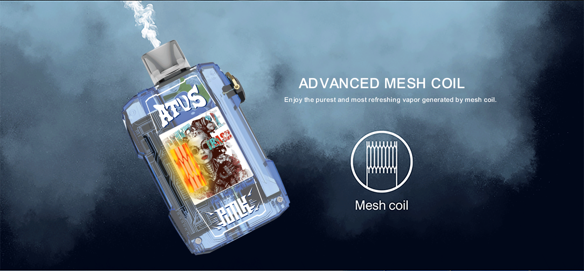 DE012 7000 Puffs E-rokok pakai buang dengan kartrij boleh cas semula dan aliran udara boleh laras ATVS Vape