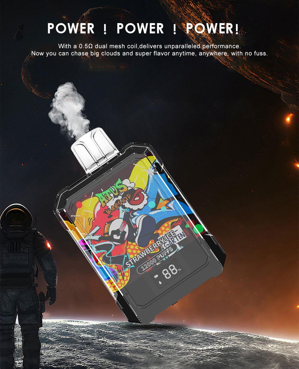 DE013A 12000 Puffs Disposable Vape aliran udara boleh laras ATVS Vape