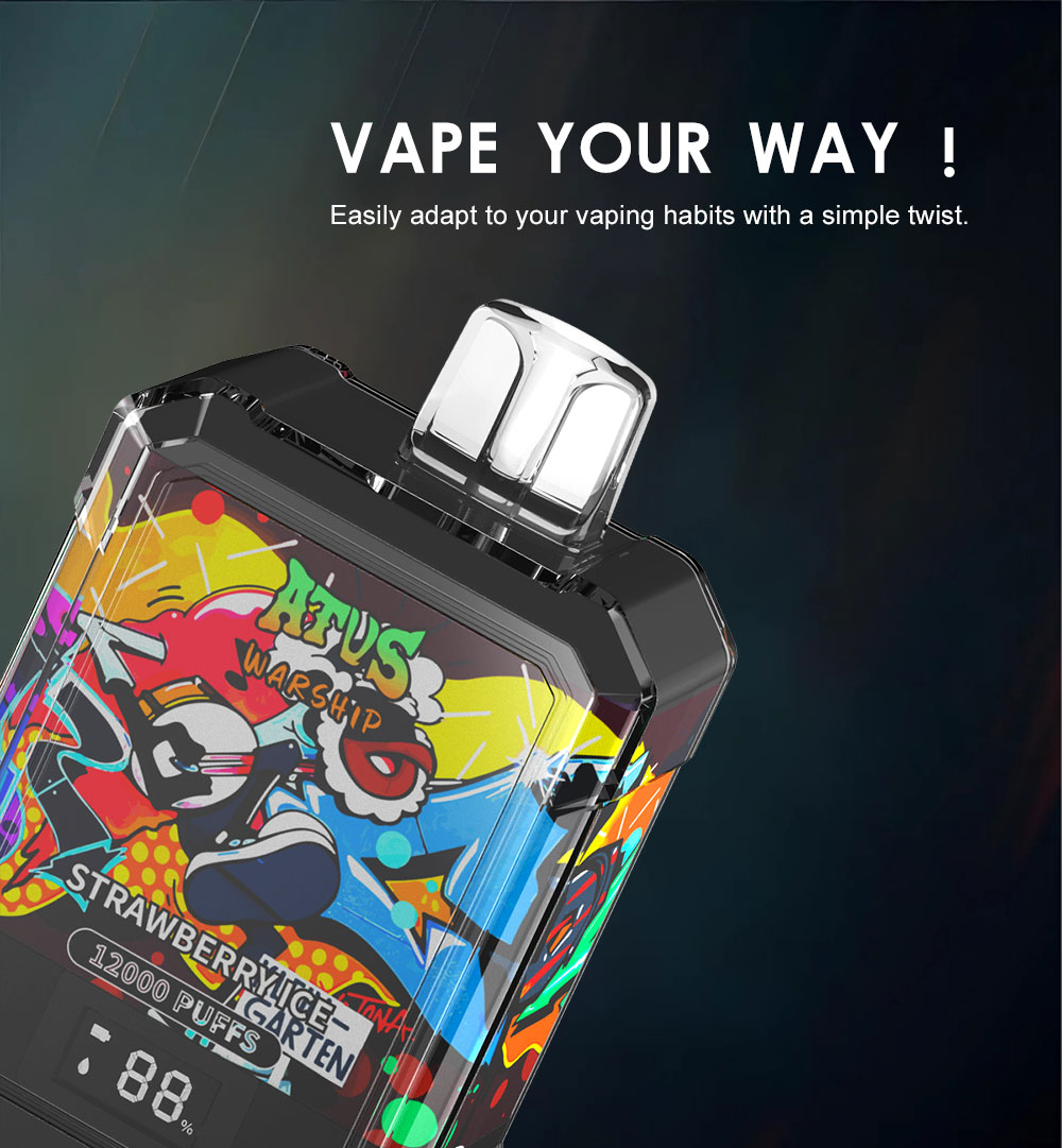 DE013A 12000 Puffs Disposable Vape aliran udara boleh laras ATVS Vape