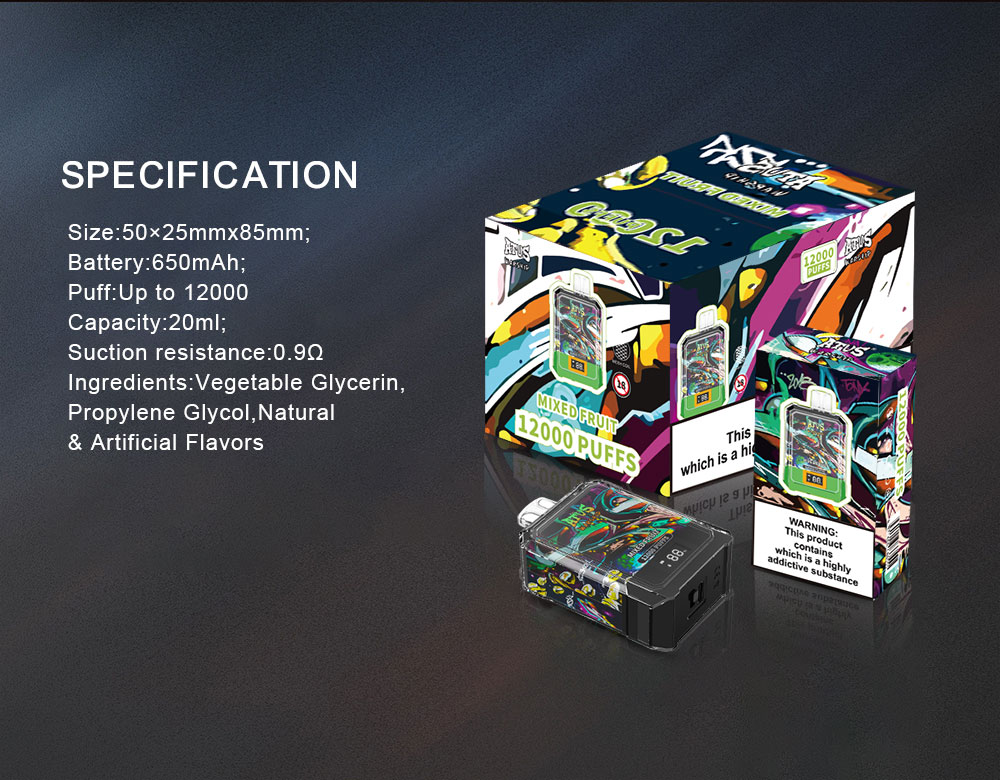 DE013A 12000 Puffs Disposable Vape aliran udara boleh laras ATVS Vape