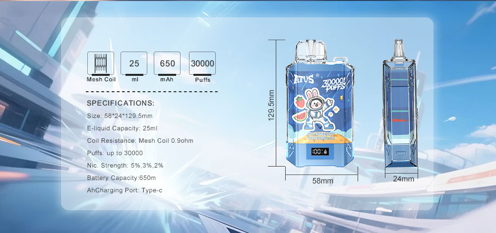 DE017 30000 Puffs Disposable Vape pakai buang aliran udara boleh laras ATVS Vape