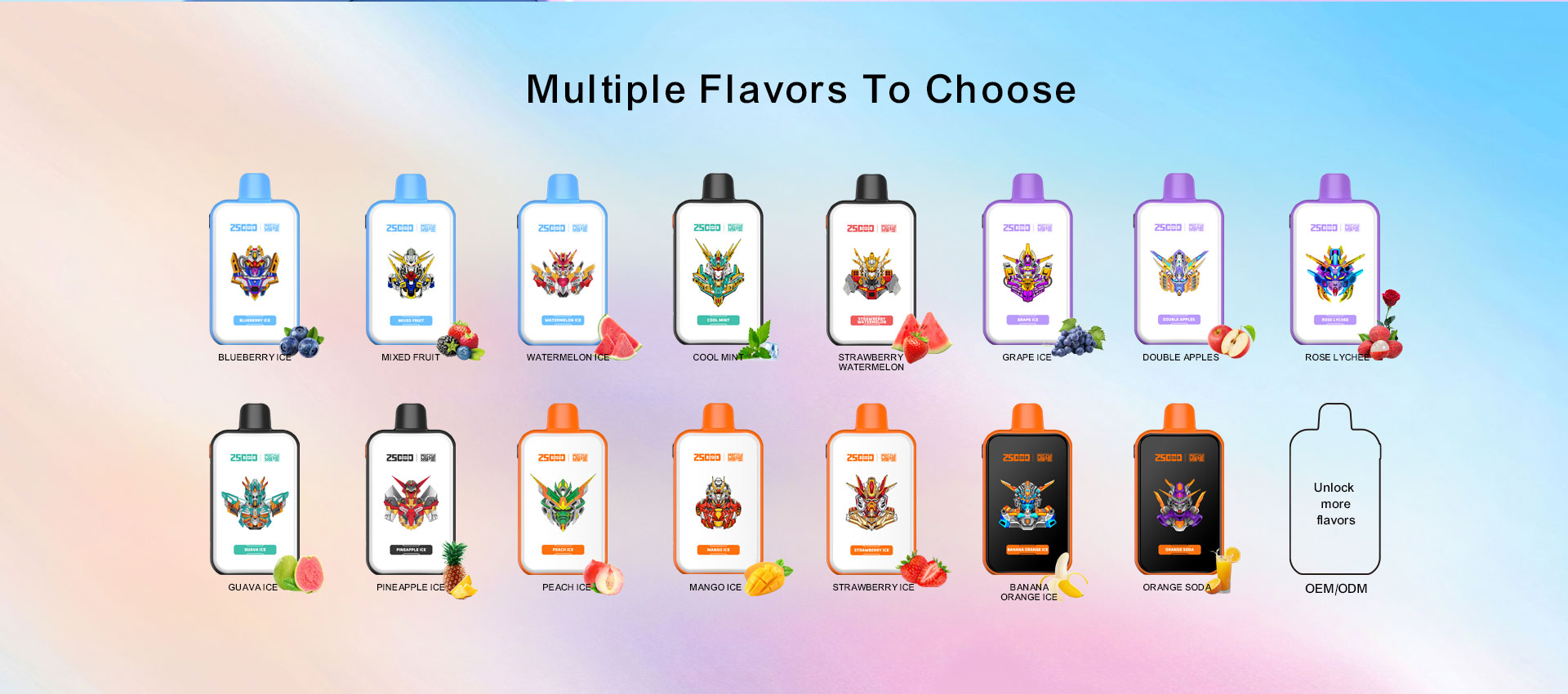 DE022-25000 Puffs 28ml Vape pakai buang dengan Skrin Sentuh Boleh Dicas semula dan Aliran Udara Boleh Laras ATVS Vape
