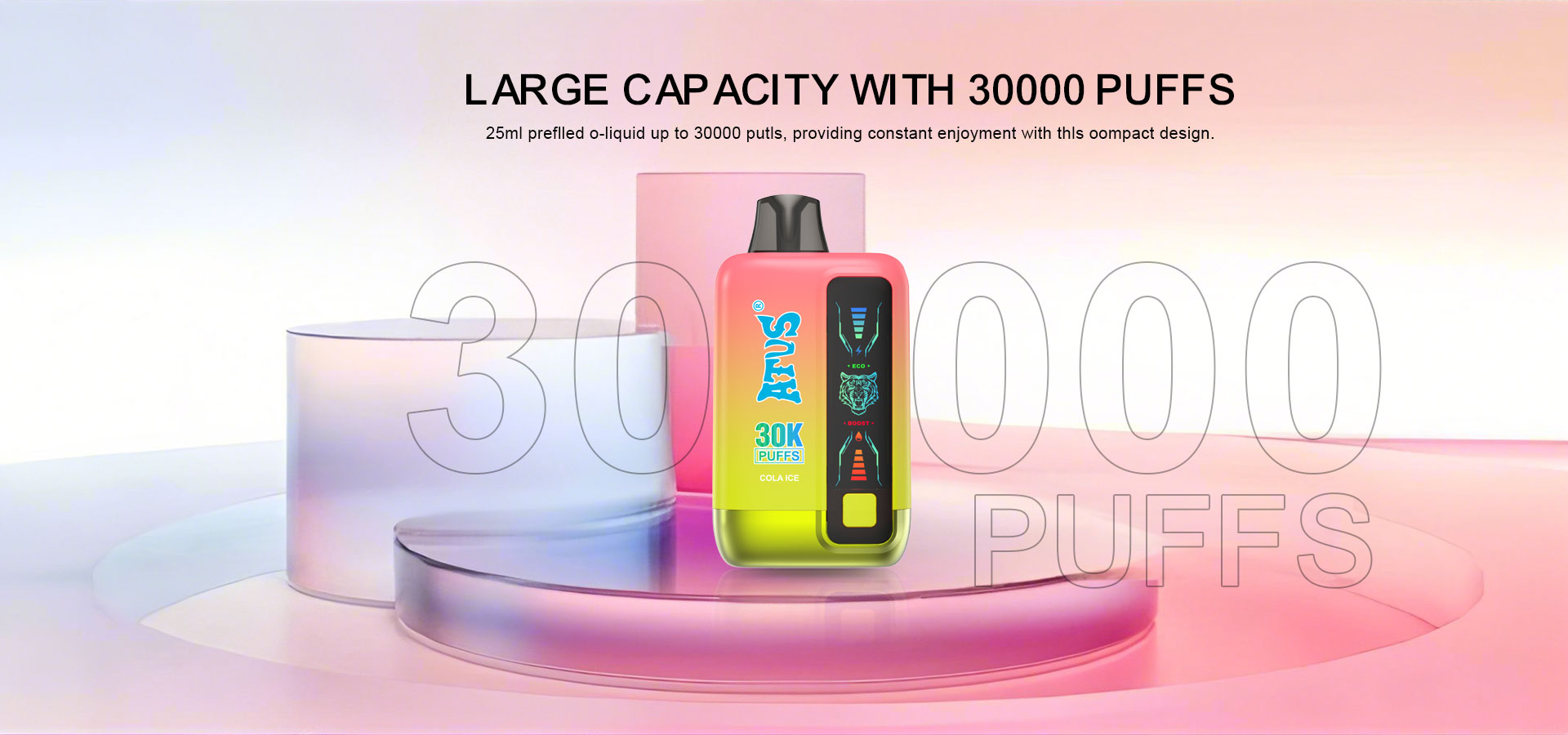 DE026 Disposable Vape 30000 Puffs pakai buang dengan Paparan LED dan Dual Airflow Mesh Coil MTL DTL ATVS Vape