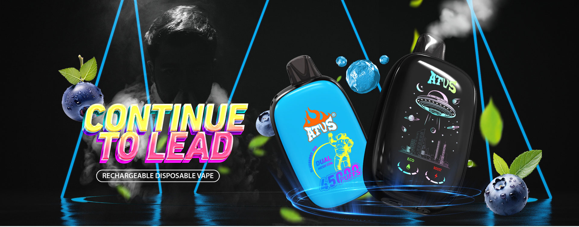 DE027 45000 Puffs 28ml Vape pakai buang dengan Skrin Sentuh Boleh Dicas semula dan Aliran Udara Boleh Laras ATVS Vape