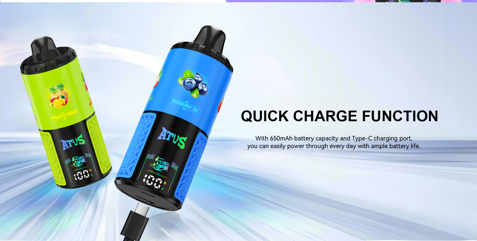 DE030 60000 Puffs Disposable Vape dengan paparan skrin Pintar dan perisa Empat dalam satu boleh laras caj pantas ATVS Vape