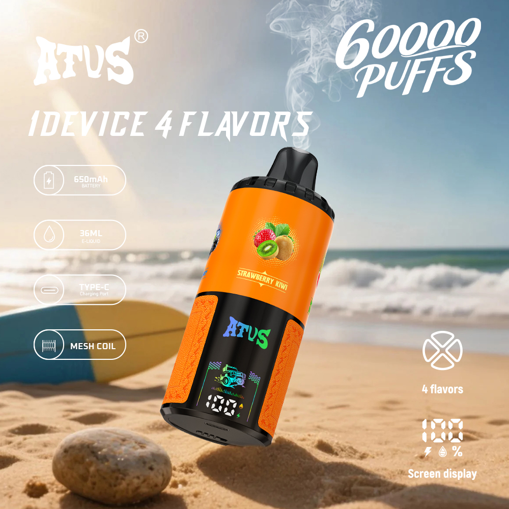 60000 Puffs Disposable Vape dengan paparan skrin Pintar dan perisa Empat dalam satu boleh laras caj pantas